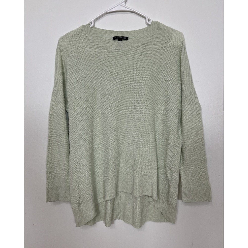 Eileen Fisher Organic Linen Cotton Sweater S Mint Fisherman Granola Coastal
